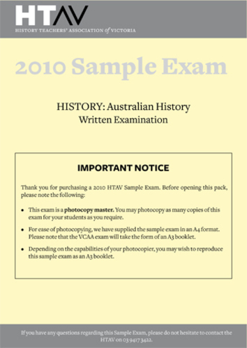 2010 HTAV Australian History Sample Exam - Hardcopy