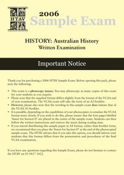 2006 HTAV Australian History Sample Exam - Hardcopy 2006 HTAV Australian History Sample Exam - Hardcopy