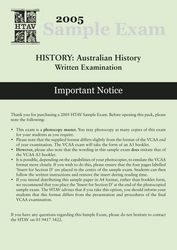 2005 HTAV Australian History Sample Exam - Hardcopy 2005 HTAV Australian History Sample Exam - Hardcopy