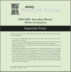 2005 HTAV Australian History Sample Exam - CD 2005 HTAV Australian History Sample Exam - CD