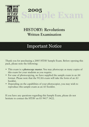 2005 HTAV Revolutions Sample Exam - Hardcopy 2005 HTAV Revolutions Sample Exam - Hardcopy