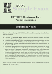 2005 HTAV Renaissance Italy Sample Exam - Hardcopy